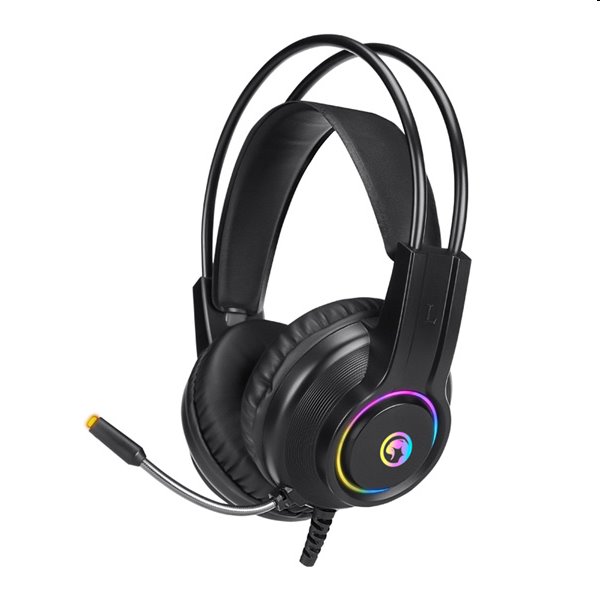 Marvo HG8935, slúchadlá s mikrofónom, ovládanie hlasitosti, čierna, podsvietená, USB HG8935