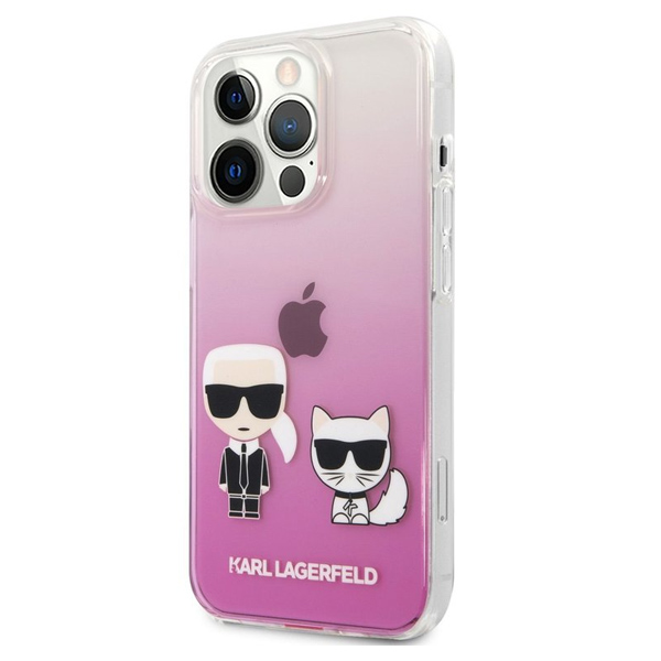 Puzdro Karl Lagerfeld PC/TPU Ikonik Karl and Choupette pre iPhone 13 Pro Max, pink