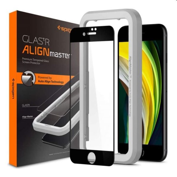 Tvrdené sklo Spigen AlignMaster FC pre Apple iPhone SE 20/SE 22/8/7, čierne AGL01294