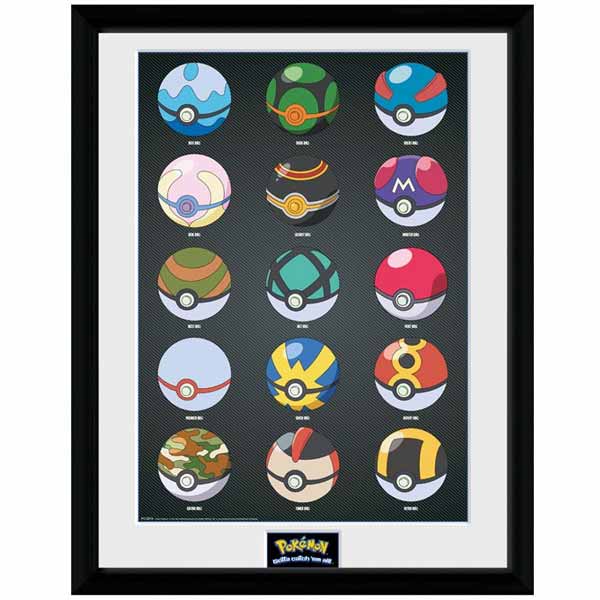 Zarámovaný plagát Pokeballs (Pokémon)
