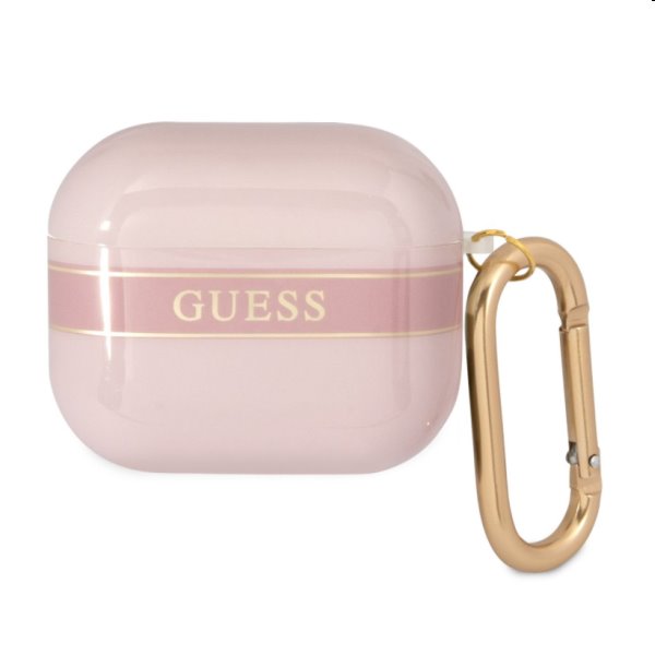 GUESS TPU Printed Stripe obal pre Apple AirPods 3, ružový