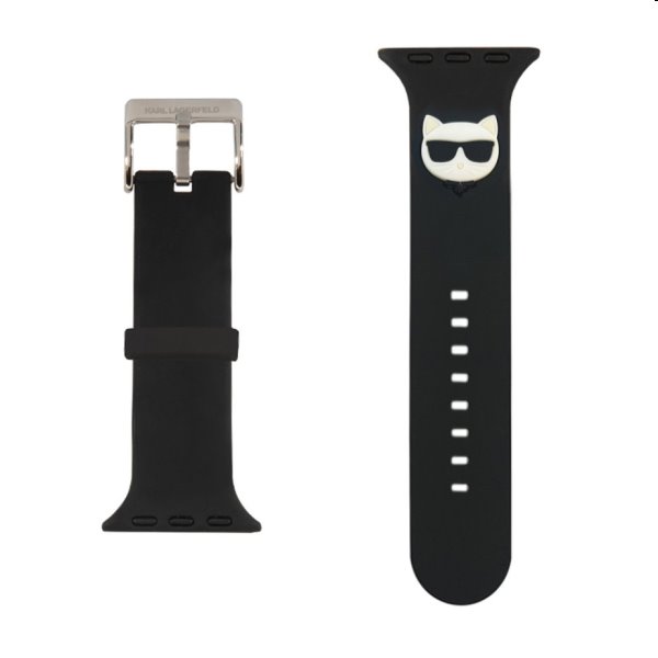 Karl Lagerfeld Choupette Head remienok pre Apple Watch 42/44 mm, čierna