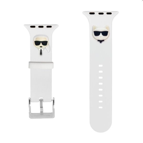 Karl Lagerfeld Karl and Choupette remienok pre Apple Watch 38/40 mm, biela