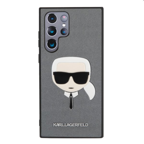 Puzdro Karl Lagerfeld PU Saffiano Karl Head pre Samsung Galaxy S22 Ultra, strieborné