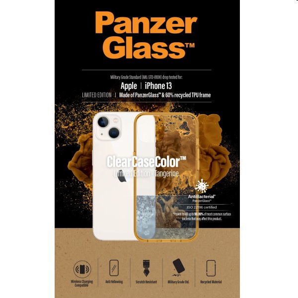 Puzdro PanzerGlass ClearCaseColor AB pre Apple iPhone 13, oranžové