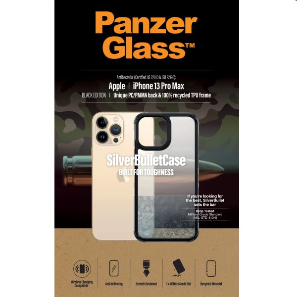 Puzdro PanzerGlass SilverBullet ClearCase AB pre Apple iPhone 13 Pro Max, čierne