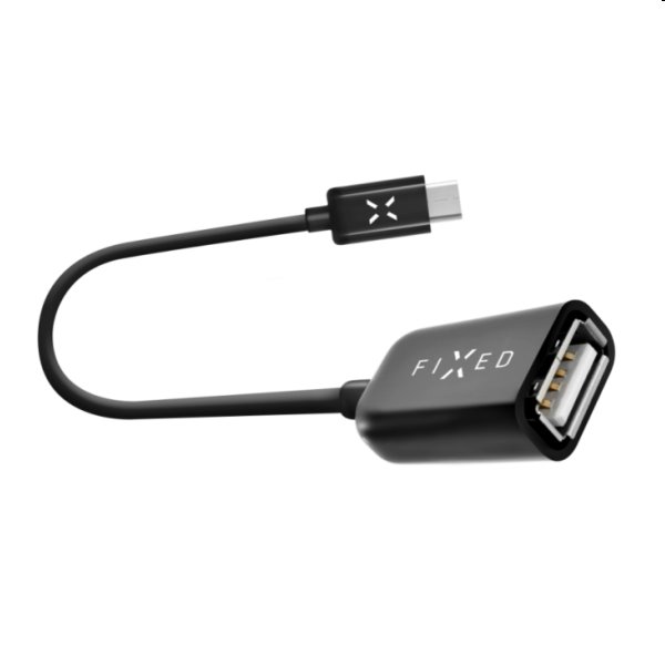 FIXED OTG dátový kábel micro USB  USB-C 0.2 m, čierny FIXA-CTOA-BK