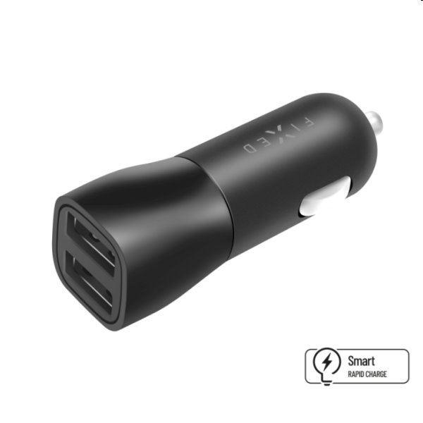 FIXED Autonabíjačka Smart Rapid Charge 2 x USB, 15 W, čierna