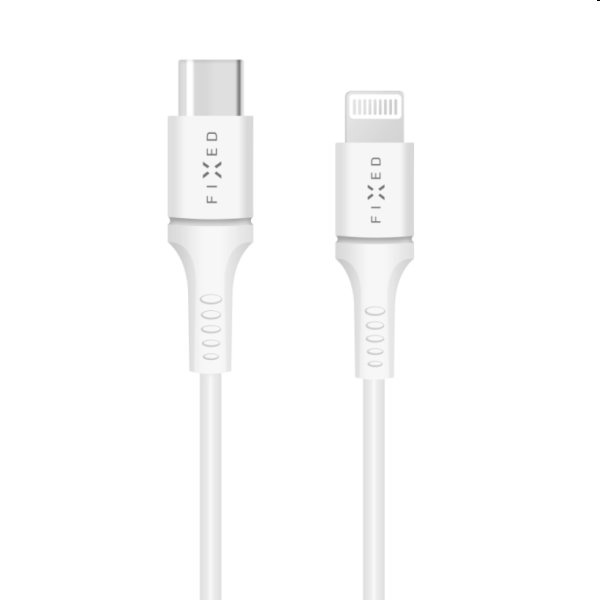 FIXED Dátový a nabíjací kábel USB-C/Lightning MFI, PD, 60 W, 2 m, biely