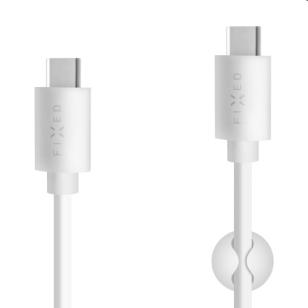 FIXED Dátový a nabíjací kábel USB-C/USB-C, PD, USB 2.0, 60 W, 1 m, biely