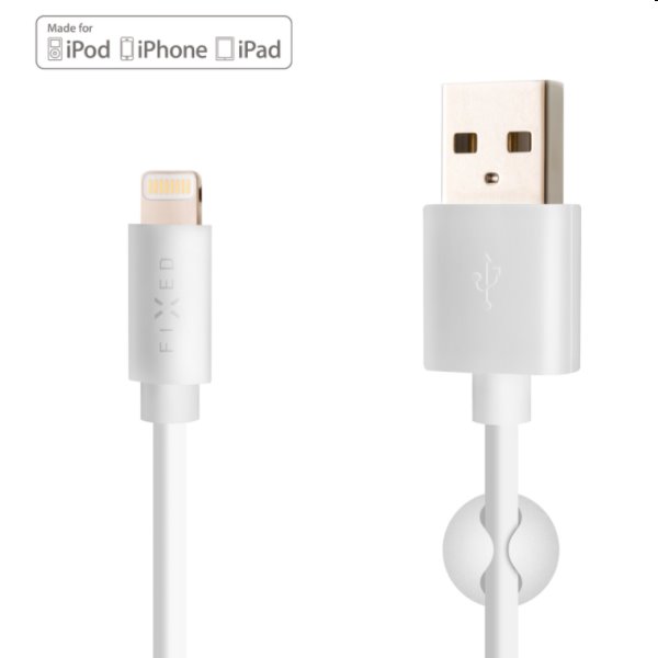 FIXED Dátový a nabíjací kábel USB/Lightning MFI, 12 W, 1 m, biely