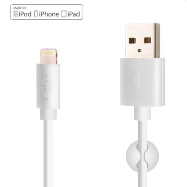 FIXED Dátový a nabíjací kábel USB/Lightning MFI, 2 m, biely