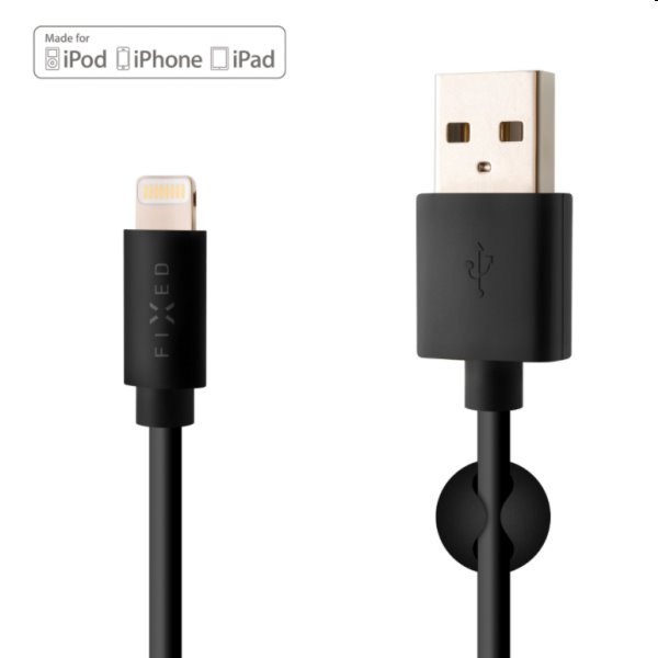 FIXED Dátový a nabíjací kábel USB/Lightning MFI, 20 W, 2 m, čierny FIXED Dátový a nabíjací kábel USB/Lightning MFI, 20 W, 2 m, čierny
