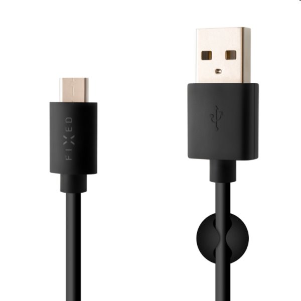 FIXED Dátový a nabíjací kábel USB/USB-C, USB 2.0, 60 W, 2 m, čierny