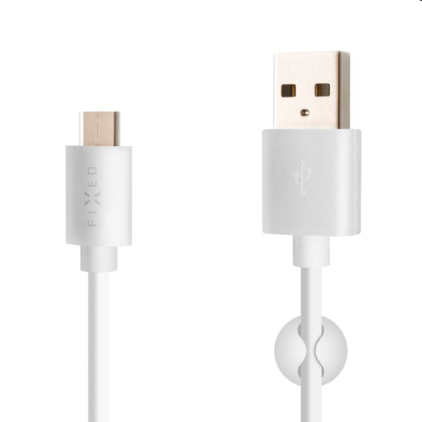 FIXED Dátový a nabíjací kábel USB/USB-C, USB 2.0, 60 W, 1 m, biely