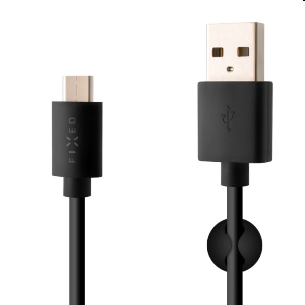 FIXED Dátový a nabíjací kábel USB/USB-C, USB 2.0, 60 W, 1 m, čierny