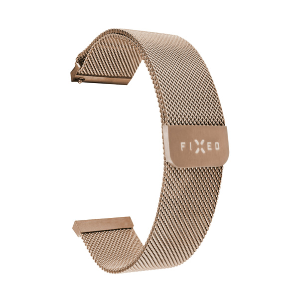 FIXED Mesh Nerezový remienok pre Smart Watch 22 mm, zlatoružový FIXMEST-22MM-RG