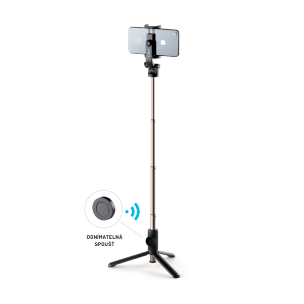 FIXED Snap Selfie Tyč s tripodom a bezdrôtovou spúšťou, 14" závit, čierna FIXSS-SN-BK
