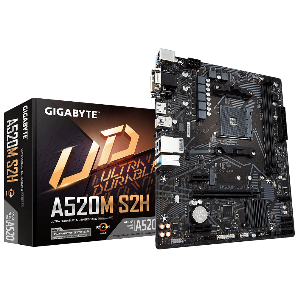 E-shop GIGABYTE A520M S2H Základná doska, AMD A520, AM4, 2xDDR4, 1xD-Sub, mATX A520M S2H