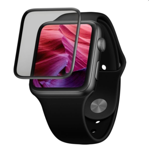 FIXED 3D Ochranné tvrdené sklo s aplikátorom pre Apple Watch 42 mm, čierne