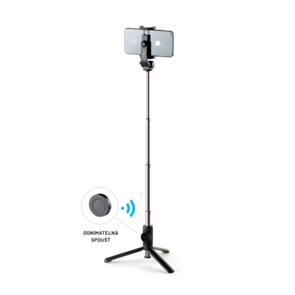 FIXED Snap Lite Selfie tyč s tripodom a bezdrôtovou spúšťou, čierna FIXSS-SNL-BK