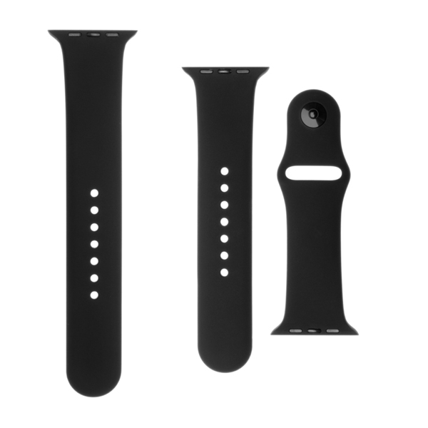 FIXED Set silikónových remienkov pre Apple Watch 38/40/41 mm, čierny FIXSST-436-BK