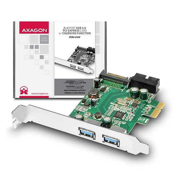 AXAGON PCEU-232V PCIe Adapter 2+2x USB3.0 UASP VIA + LP