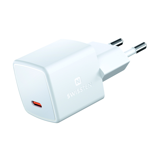 E-shop Mini Adaptér Swissten GaN USB-C 25 W POWER DELIVERY, biela 22044100