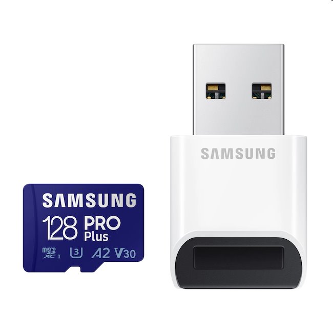 Samsung PRO Plus Micro SDXC 128GB + USB adaptér MB-MD128KBWW