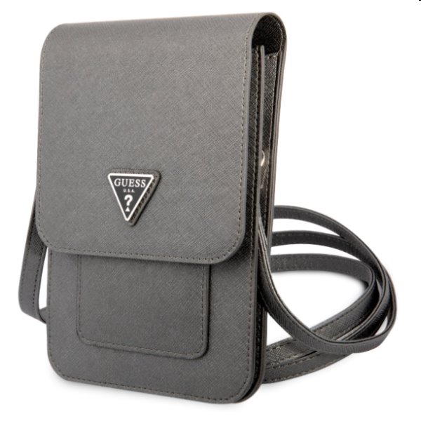 Taška na mobil Guess PU Saffiano Triangle Logo, šedá 57983108555