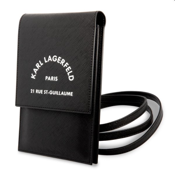 Taška na telefón Karl Lagerfeld Saffiano Rue Saint Guillaume, čierna Taška na telefón Karl Lagerfeld Saffiano Rue Saint Guillaume, čierna