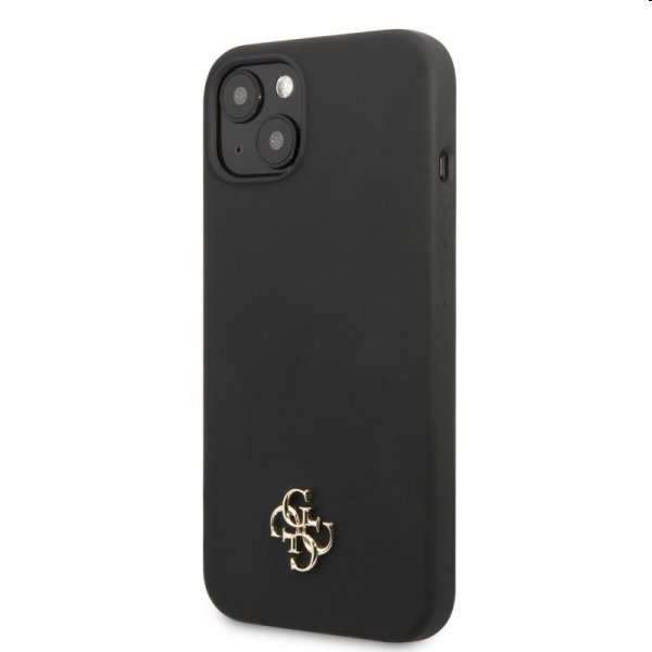 Zadný kryt Guess 4G Silicone Metal Logo pre Apple iPhone 13, čierna