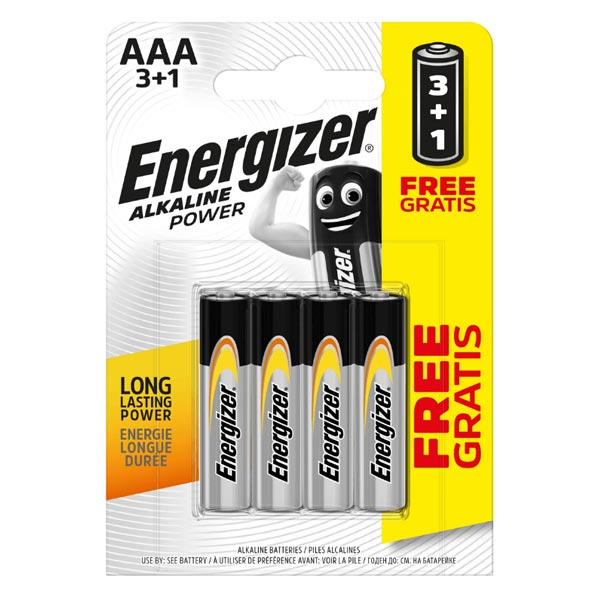 Energizer tužková batéria AAA, 3+1 zadarmo LR034