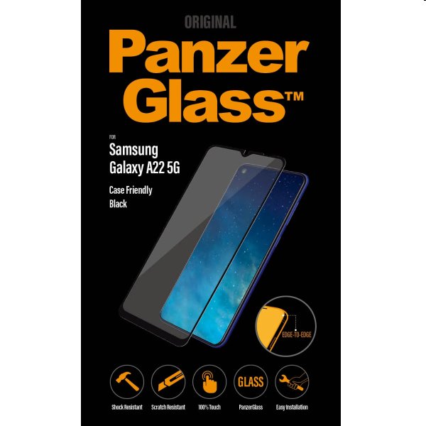 Ochranné temperované sklo PanzerGlass Case Friendly pre Samsung Galaxy A22 5G, čierne