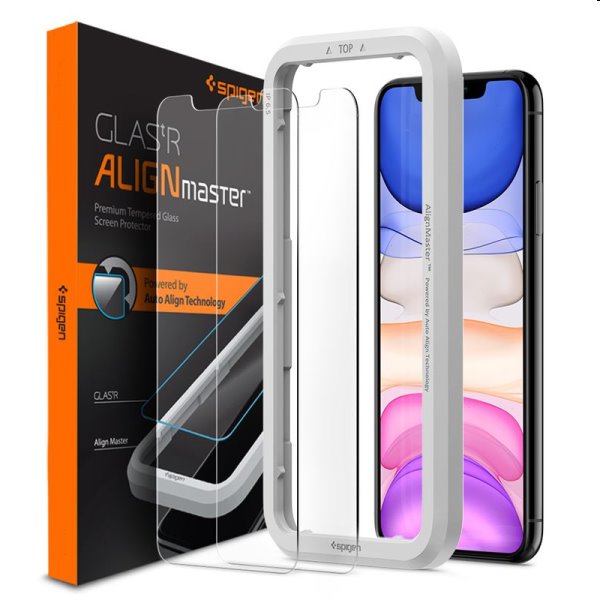 Tvrdené sklo Spigen Align Glass pre Apple iPhone 11, XR, 2 kusy