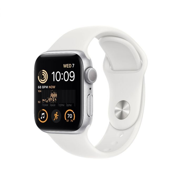 Apple Watch SE GPS 44mm Silver Aluminium Case with White Sport Band - Regular