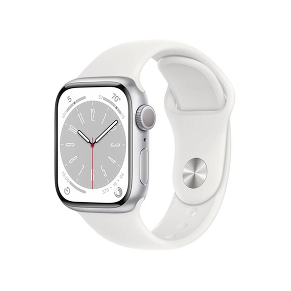 Apple Watch Series 8 GPS 45mm strieborná , hliníkové puzdro so športovým remienkom biela