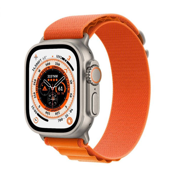 Apple Watch Ultra GPS + Cellular 49mm Titanium Case with Orange Alpine Loop - Large