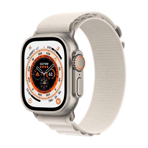 Apple Watch Ultra GPS + Cellular 49mm Titanium Case with Starlight Alpine Loop - Large