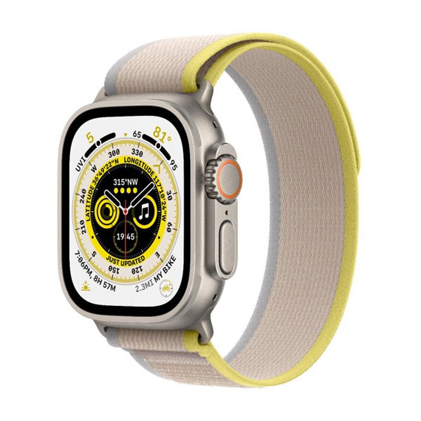 Apple Watch Ultra GPS + Cellular 49mm Titanium Case with Yellow/Beige Trail Loop - M/L