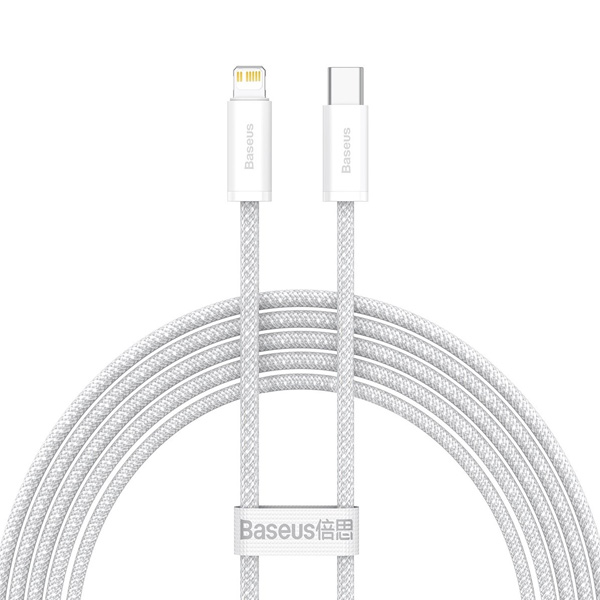 Baseus rýchlo nabíjací dátový kábel USB-C/Lightning 2 m, biely