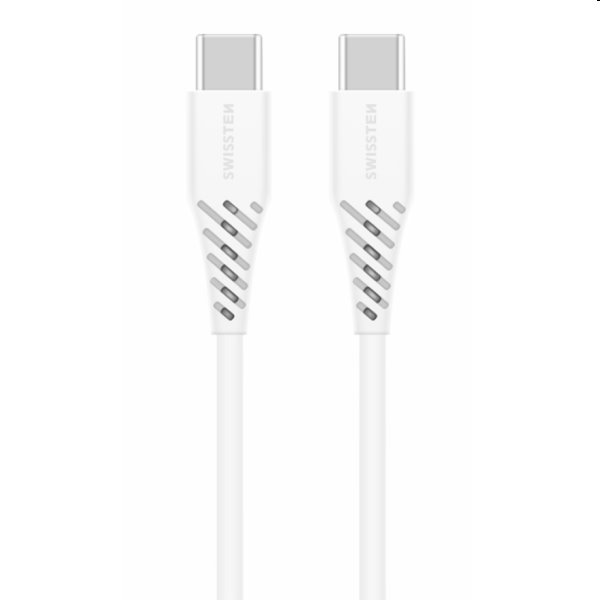 Swissten Dátový a nabíjací kábel TPU USB-C/USB-C, PD,2,5 m, biely 71506530