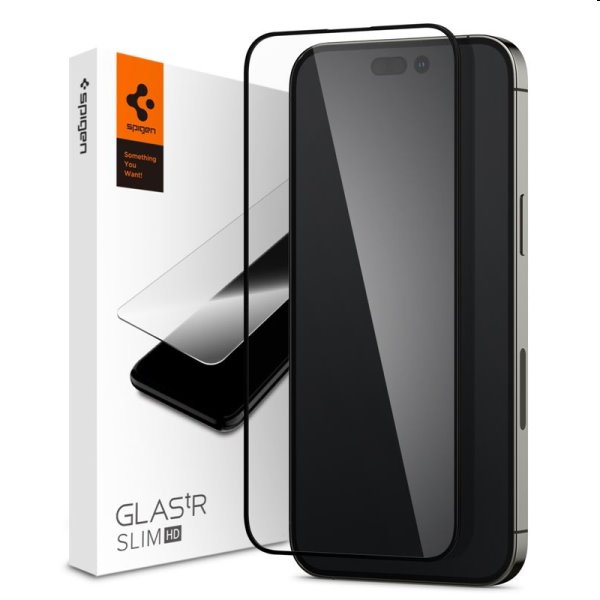Tvrdené sklo Spigen tR Slim HD pre Apple iPhone 14 Pro, čierne AGL05221