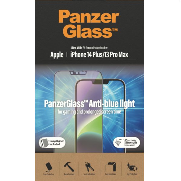 Ochranné sklo PanzerGlass Anti-Bluelight AB pre Apple iPhone 14 Plus/13 Pro Max, čierne