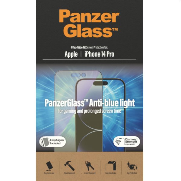 Ochranné sklo PanzerGlass Anti-Bluelight AB pre Apple iPhone 14 Pro, čierna