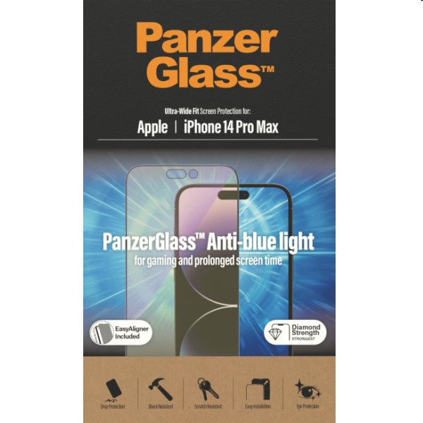 Ochranné sklo PanzerGlass Anti-Bluelight AB pre Apple iPhone 14 Pro Max, čierna