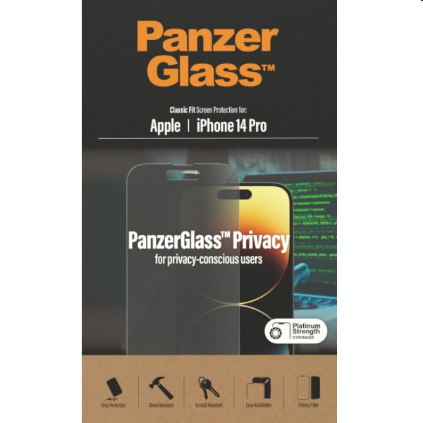 Ochranné sklo PanzerGlass Privacy AB pre Apple iPhone 14 Pro, čierna