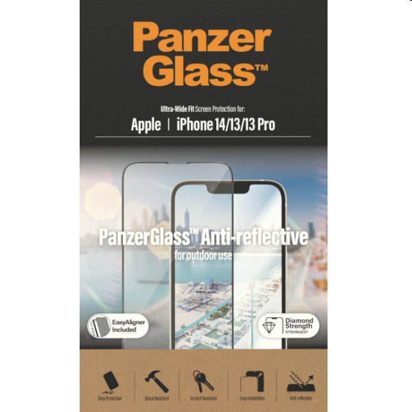 Ochranné sklo PanzerGlass UWF Anti-Reflective AB pre Apple iPhone 14, 13, 13 Pro, čierna