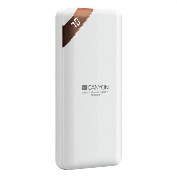 Powerbanka Canyon s digitálnym displejom USB-C 10000 mAh, biela