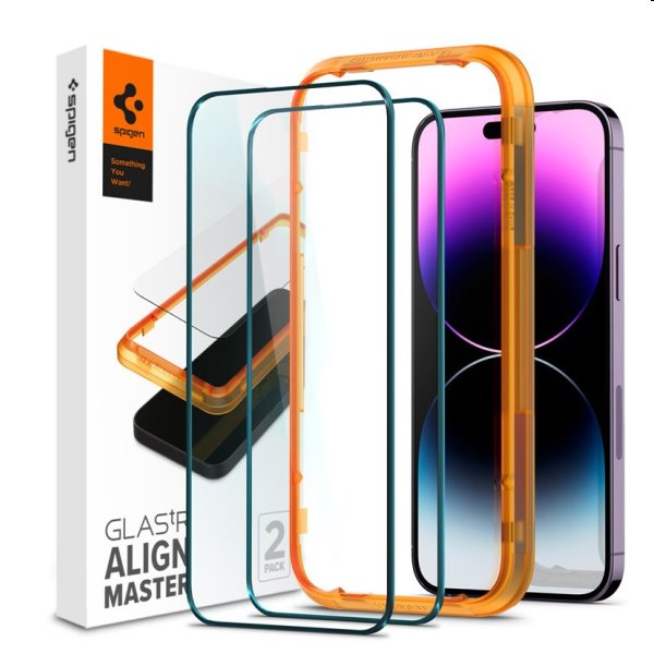 E-shop Tvrdené sklo Spigen tR Align Master pre Apple iPhone 14 Pro Max, 2 kusy AGL05204